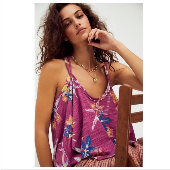 FREE PEOPLE BOHO TANK TOP FLOWY FLORAL FESTIVAL PRINT SLEEVELESS KNIT TEE A2C - Picture 10 of 16